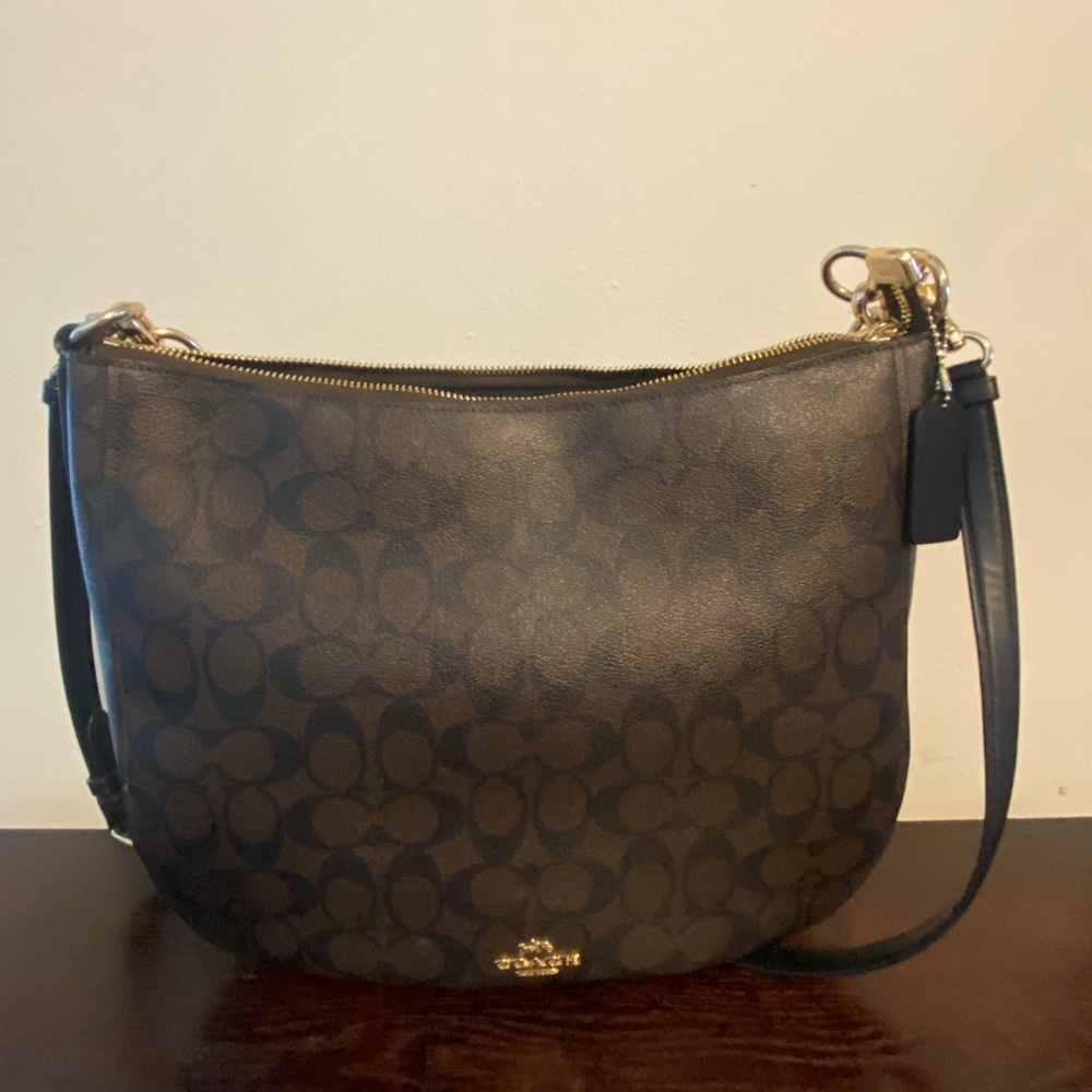 Coach Dark Brown and Black Shoulder Bag